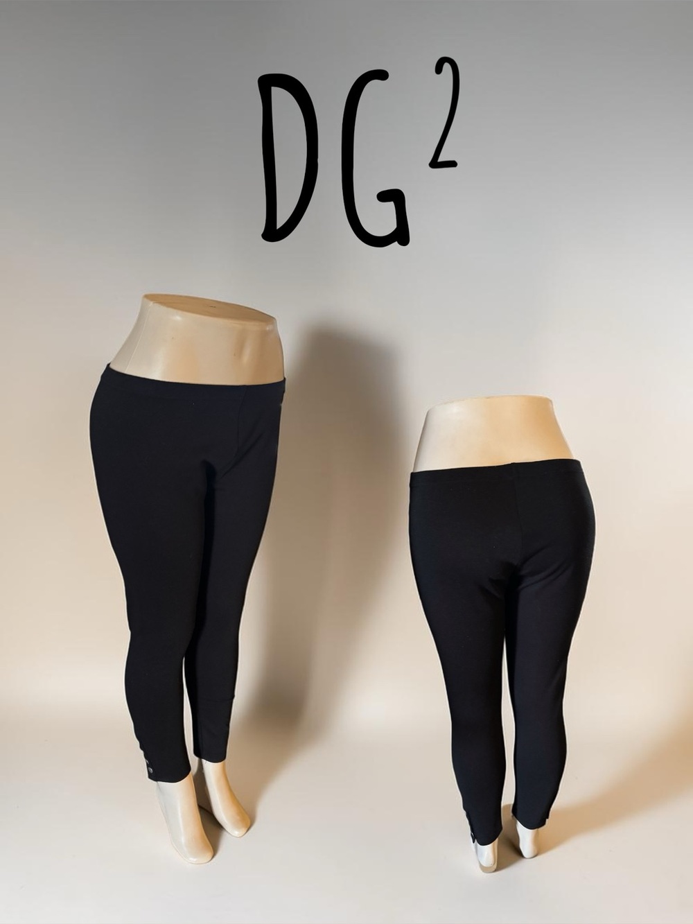 2 Pair Leggings l DG2 by Diane Gilman l Black/Blue l M l Button Detail l GUC